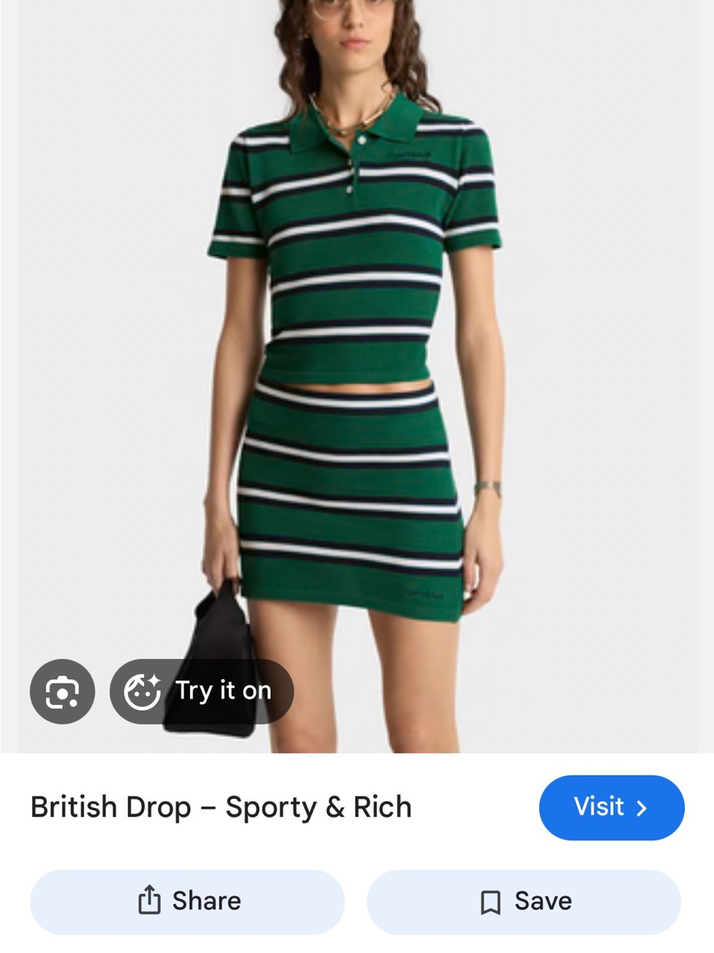 Sporty & Rich Green Striped Knit Mini Skirt